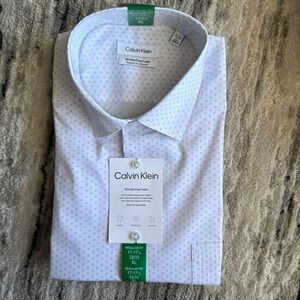 Calvin Klein Men's Button Down Long-Sleeve Wrinkle Free Regular Fit Shirt XL